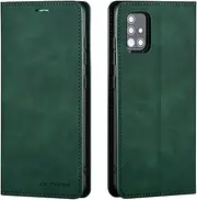 [QLTYPRI] Case for Samsung Galaxy A52 4G/5G/A52S 5G, Premium PU Leather Cover TPU Bumper with Card Holder Kickstand Hidden Magnetic Adsorption Flip Wallet Case Cover for Samsung Galaxy A52/A52S 5G-Green