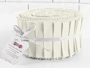 Soimoi 40Pcs Solid Off-White Cotton Precut Fabrics for Quilting Craft Strips 2.5 Inches Jelly Roll
