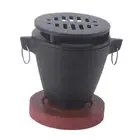 Camping Tabletop Fire Pit with Wooden Base for Kebabs Party Pudding Platters