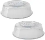 Ikea Microwave Oven Splatter Cover with Several Small Holes to Release steam, Withstands temperatures up to 100°C, Microwave lid, (Grey 26cm, Pack of 2)