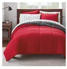 New 7 PIECE Red REVERSIBLE Black King Size Comforter Set Sheets Bedding Bedspre