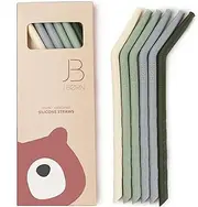 J.Born 6 Pcs Silicone Straws and Cleaning Brush, Reusable Silicone Drinking Straws, Bend Spiral BPA Free Reuse Straws with 100% Food Grade Silicone (Green)