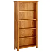 vidaXL Solid Oak Wood 5-Tier Bookcase 70x22x140 cm Display Cabinet Furniture