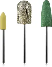 Qunzhao 3PCS Pedicure Drill Bits Set for Callus Removal Stainless Steel Foot Nail Drill Bits Silicone Rubber Nail Polishing (02 13mm)
