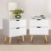 Artiss 2X Bedside Table Side Table 2 Drawers - BODEN White