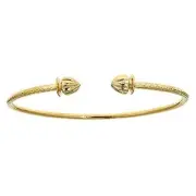 10K Yellow Gold West Indian Bangle w. Acorn Ends (16 g)