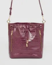 Berry Giselle Hardware Drawstring Bag