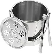 1Pc Multi Purpose Stainless Steel Beer Bucket with Ice Clip Practical Storage for Home Bar Ktv Parties for Chilling Drinks Snacks and Wine Bottles Silver