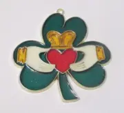 SHAMROCK CLADDAGH SUNCATCHER (IRISH, IRELAND, ST. PATRICK'S DAY SUNCATCHERS)