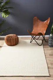 Rug Culture Neutral Handmade Felted Wool Scandi Flatwoven Rug