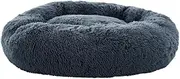 Large Calming Soft Plush Pet Bed for Dog Cat 90cm Dark Grey Cozy Comfortable