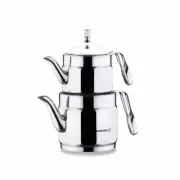 Nostalgia A228 Turkish Teapot Set with Removable Infuser, Silver 1.6 and 0.9 Qt