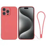For iPhone 15 Pro Max Case, Soft Silicone Cover, Orange Red