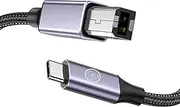 MTF' Printer USB B 2.0 to USB C Cable, 1M, Nylon Braided, Black, Compatible with MacBook Pro & Air, Canon, Epson, HP, Brother, Samsung Printers, Yamaha Digital Pianos, Midi Keyboards, DACs, Casio