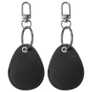 2Pcs Leather Key Fob Leather Key Fobs DIY Keychain Holder Black