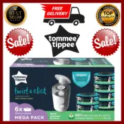 Tommee Tippee Twist And Click Advanced Nappy Bin Refill Cassettes, Pack Of 6