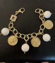 Bronzallure Italy Gold Plated Coin Bracelet 8” Long