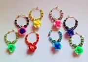 flower wine glass charms polymer clay flowers gold or bronze tone set of 4