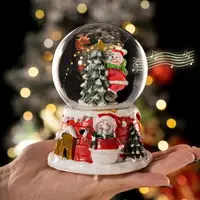 在飛比找樂天市場購物網優惠-聖誕節禮物水晶球八音盒禮品兒童發光音樂盒聖誕老人桌面裝飾擺件