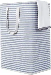 ZERO JET LAG 72L Laundry Hamper with Handles Large Laundry Basket Laundry Bin Collapsable Dirty Clothes Basket Laundry Bag Foldable Clothes Dirty Hamper (Striped Blue)