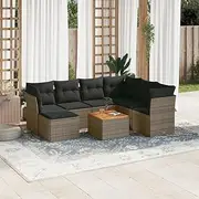 8 Piece Garden Sofa Set with Cushions Grey Poly Rattan, Garden Furniture Sets
