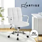Artiss Office Chair Seat PU Swivel Study Computer Gaming Work Desk Chairs White