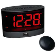 Extra Loud Alarm Clock With Wireless Bed Shaker,vibrating Dual Alarm Clock For Heavy Sleepers, Deaf black