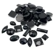 500 Black Color Flatback Acrylic Sewing Rhinestone Assorted Shape Sew on beads