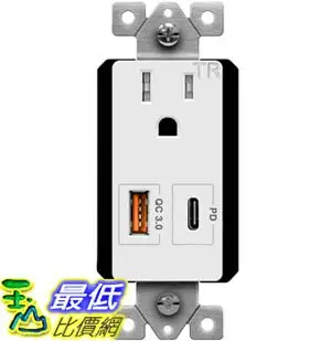 [9美國直購] TOPGREENER TU115QC3PD USB 插座 Outlet with 18W Type-C Power Delivery Port and Quick Charge 3.0 USB Port, 15A TR