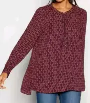 Debenhams Principles Dark Red Chain Print Zip Top Uk 12 Bnwt