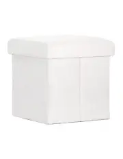Artiss Square Fabric Storage Ottoman White
