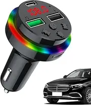 Car Wireless Adapter,Radio Charger Double USB Port Music Player with LED Light Display | Automotive Interior Accessories Multifunctional Car Charger FM Transmitter for Family, Friends