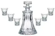 Set of 7 Bohemian Crystal Wellington Decanter with DOF Whiskey Glasses