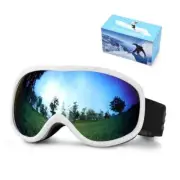 Ski Goggles, Snow Goggles, Anti Fog Snow Goggles, Wide Panoramic View, White