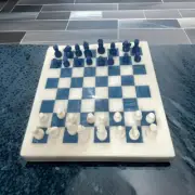 White Marble Chess Set Top, Turquoise Stone Marble Chess Board, Home Decor