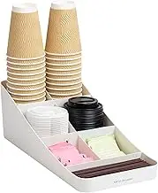 Mind Reader 7 Compartment Coffee Condiment, Cups, Lids, Sugars, Stirrers,Storage Organizer, White