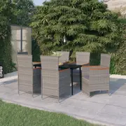 vidaXL 7 Piece Garden Dining Set with Cushions Grey