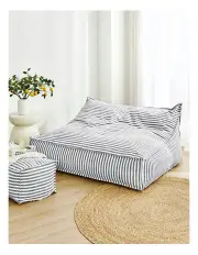 [Cadence & Co.] Oscar Faux Linen Two Seater Bean Bag Lounge Cover in Charcoal
