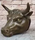 Art Deco Western Artwork Male Bull Wall Mont Bronze Sculpture Figurine Artwork