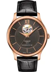 [Tissot] Tradition Powermatic 80 Open Heart T0639073606800 Automatic Watch in Anthracite