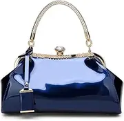 [ROUROU] Glossy Patent Leather Handbag for Women Top Handle Tote Bag Evening Shoulder Bag Wedding Satchel Retro Purse