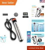 2000W Portable Immersion Water Heater with Digital LCD Thermometer - Listed
