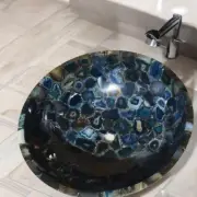 20" Blue Agate Stone Wash Basin Handmade Custom Countertop Sink Office Bathroom