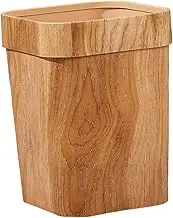 HILABEE Rectangle Wood Grain Trash Can Waste Paper Basket Large Durable Anti Skid Garbage Container Bin Garbage Basket for Bedroom Dorm Home Office, A