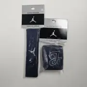 Vintage Nike Michael Jordan Jumpman Headband & Wrist Bands Navy Blue New!