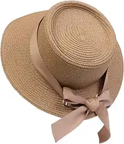 [Xiang Ru] UPF 50 Sun Hats Wide Brim Floppy Straw Hat Ladies Paper Braided Sunhat Big Bowknot for Women Summer Holiday Beach