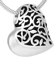 DOTUIARG Flower Love Heart Shape Cremation Pendant Necklace Jewelry -Keepsake Urn