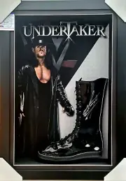 UNDERTAKER WWF WWE Signed & Framed Full Size Wrestling Boot (PSA DNA #9A22096)