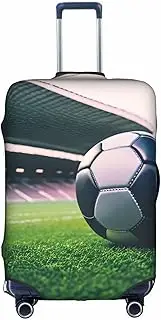 [pvinnk] Soccer Ball Print Protective Luggage Cover Elastic Washable Suitcase Travel Gear Protector, White, Medium
