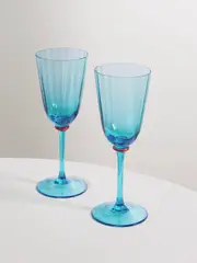[La DoubleJ] La DoubleJ - Set Of Two Murano Glass Wine Glasses - Turquoise - One size One size Blue